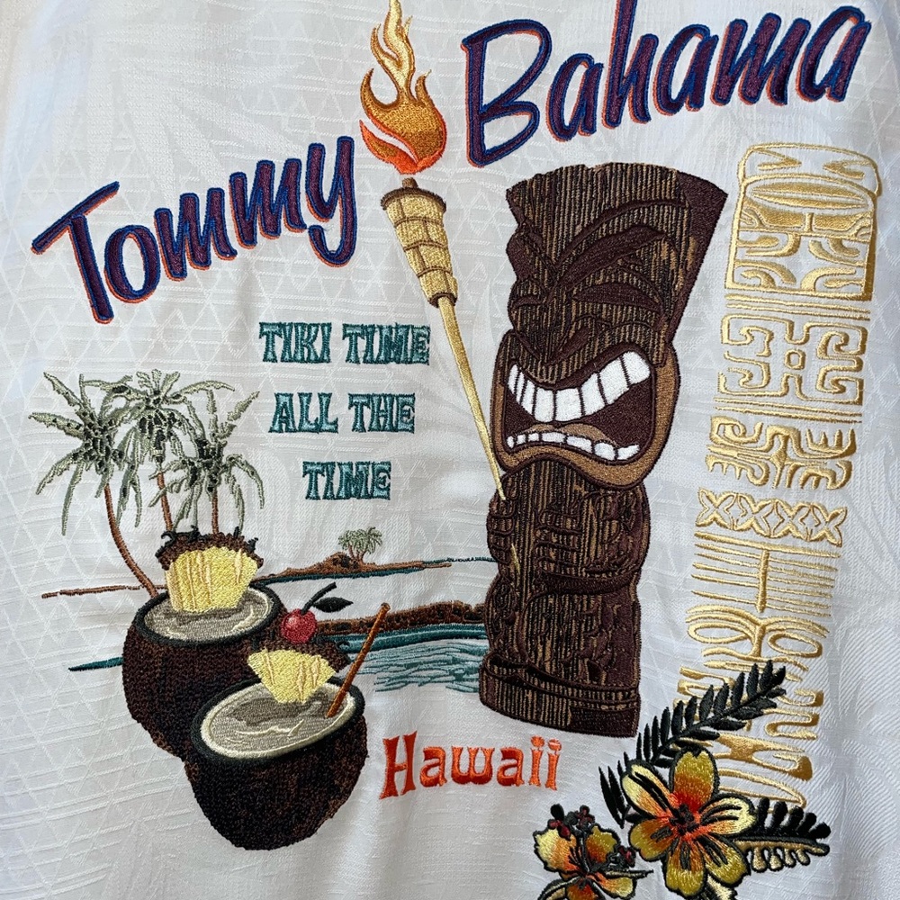 NWT Tommy Bahama "Tiki Time All The Time" Hawaii Silk Embroidered Camp Shirt